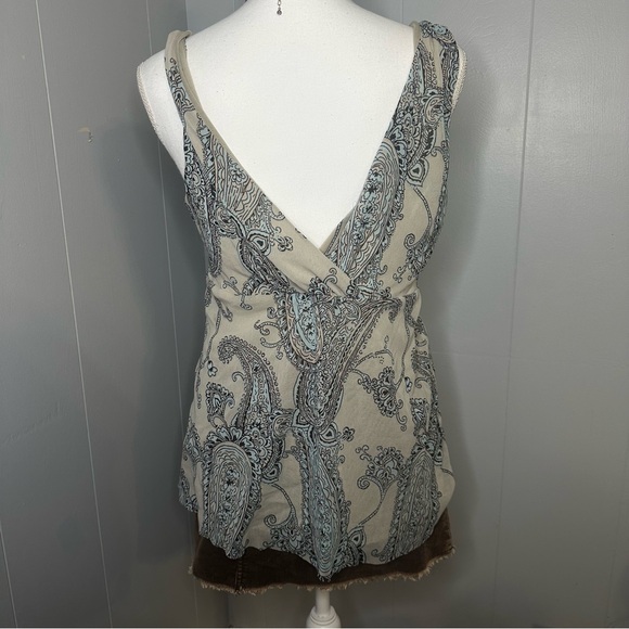 Y2K Michael Kors Boho Paisley Top L – Deep V Empire Waist Tank - Picture 5 of 6